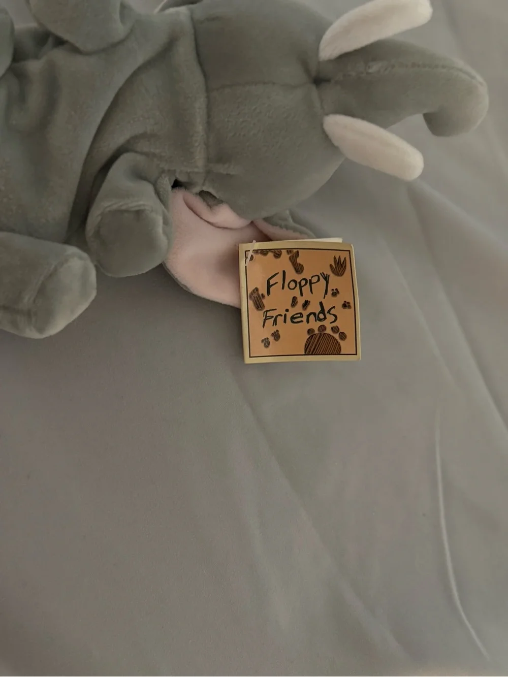 Plush Elephant Soft Toy for Kids - Gray with Pink Ears